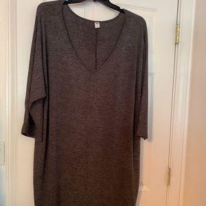 Charcoal Gray 3/4 length sleeve knit slouch dress
